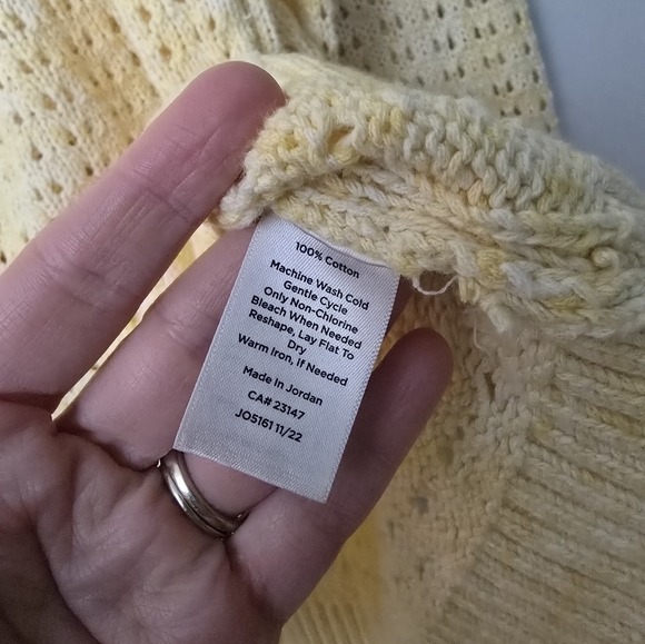 Talbots Sweater Womens Size XL Yellow Pullover Open Stitch Knit Long Sleeves - Picture 3 of 11